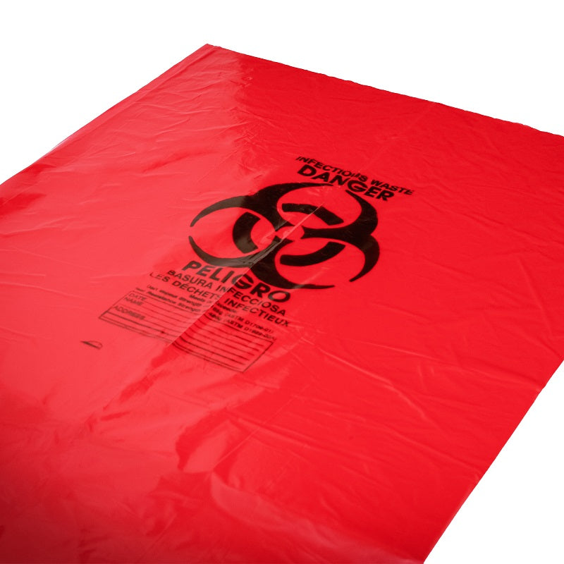 40-45 Gallon 40 x 46 Red Biohazard Bags 1.2 mil Case:100