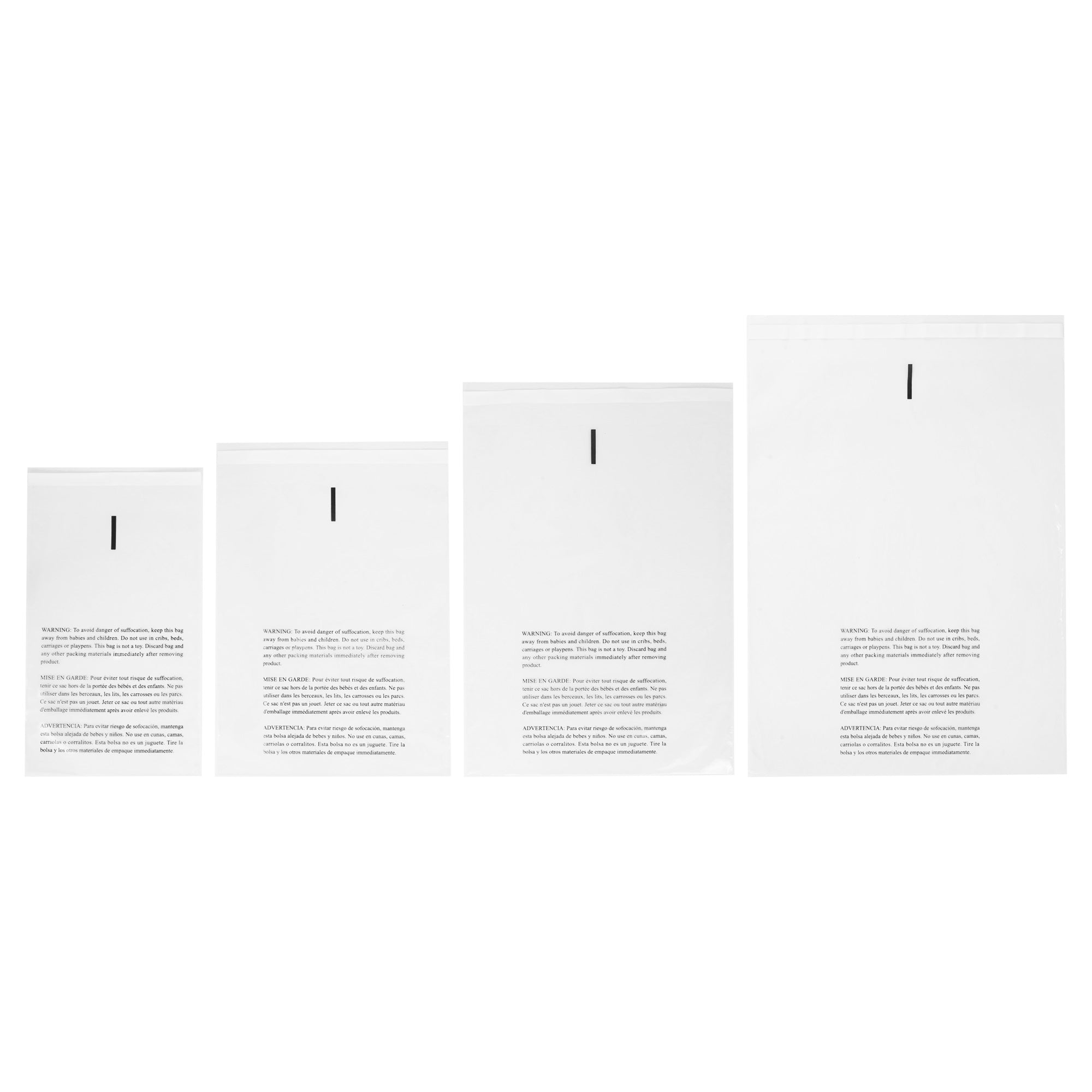 Combo Pack - 400 Clear Poly Bags with Suffocation Warning - 6x9, 8x10, 9x12, 11x14
