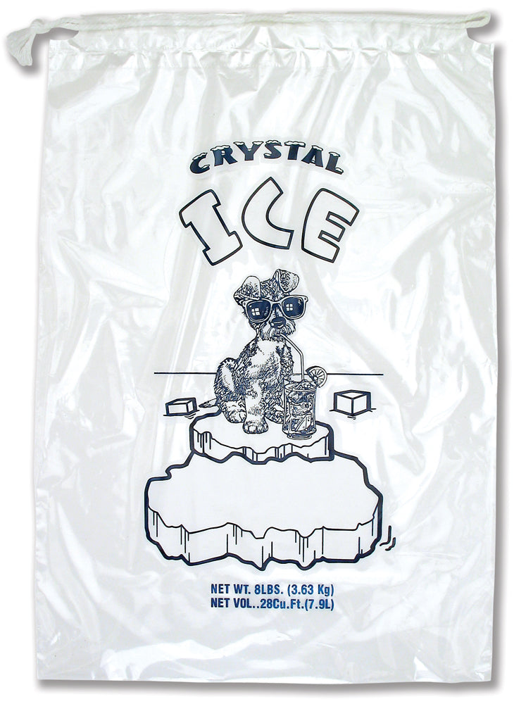 8 lb Ice Bags with Drawstring 11  x 18 x 1.4 mil Sub Pack Case:100