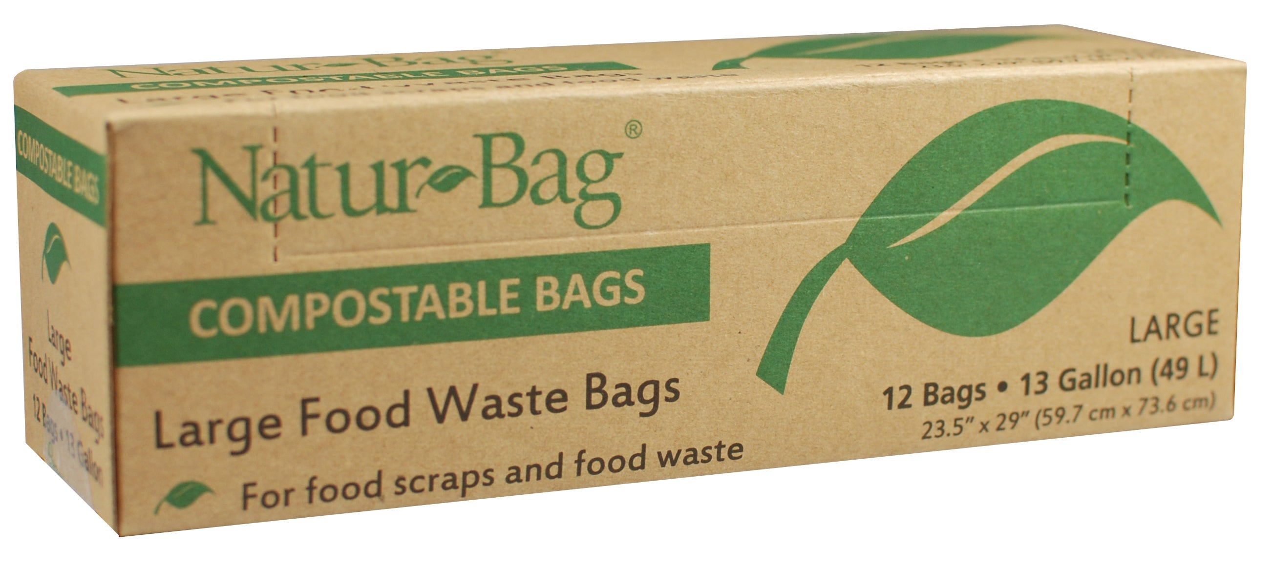 13 Gallon Compostable Trash Bags 0.8 Mil, 23.5"W x 29"H, 144 /case
